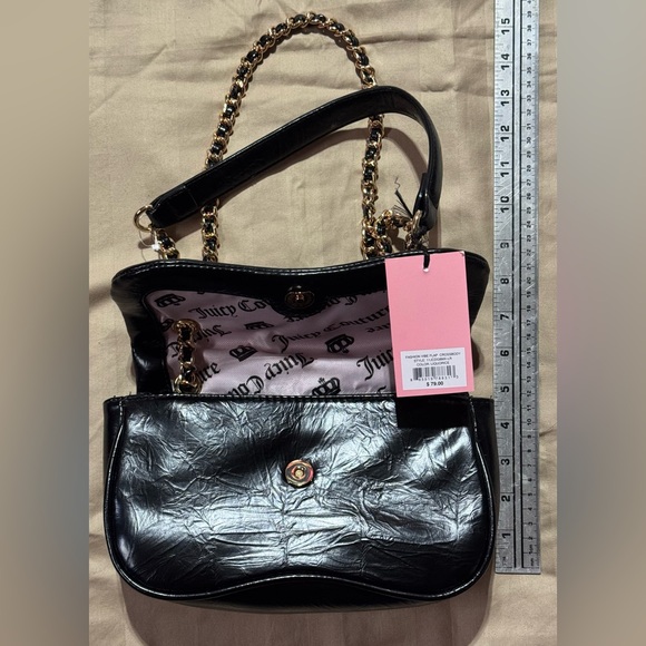 Juicy Couture Black Shoulder Bag with Gold Chain - Picture 2 of 6